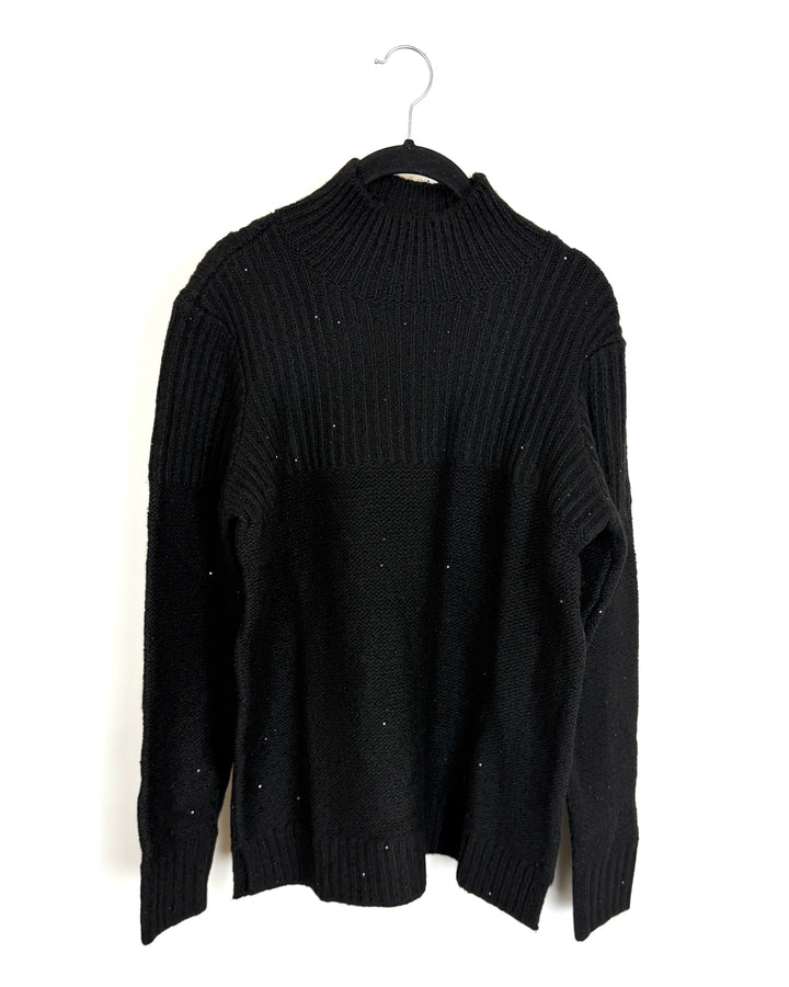 Black Sequin Turtleneck Sweater - Size 6/8