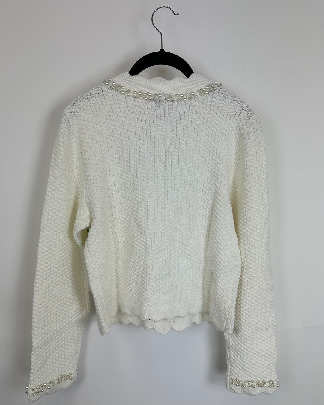 White Knit Faux Pearl Cardigan - Size 2/4 and 4/6
