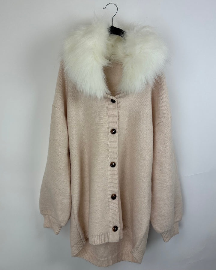 Light Latte Button Cardigan -Large