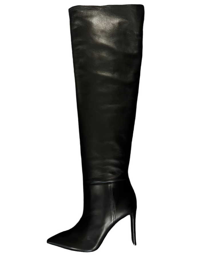 Black Leather Pointed Toe Boots - Size 6, 7, 8, 9, 9.5 and 10