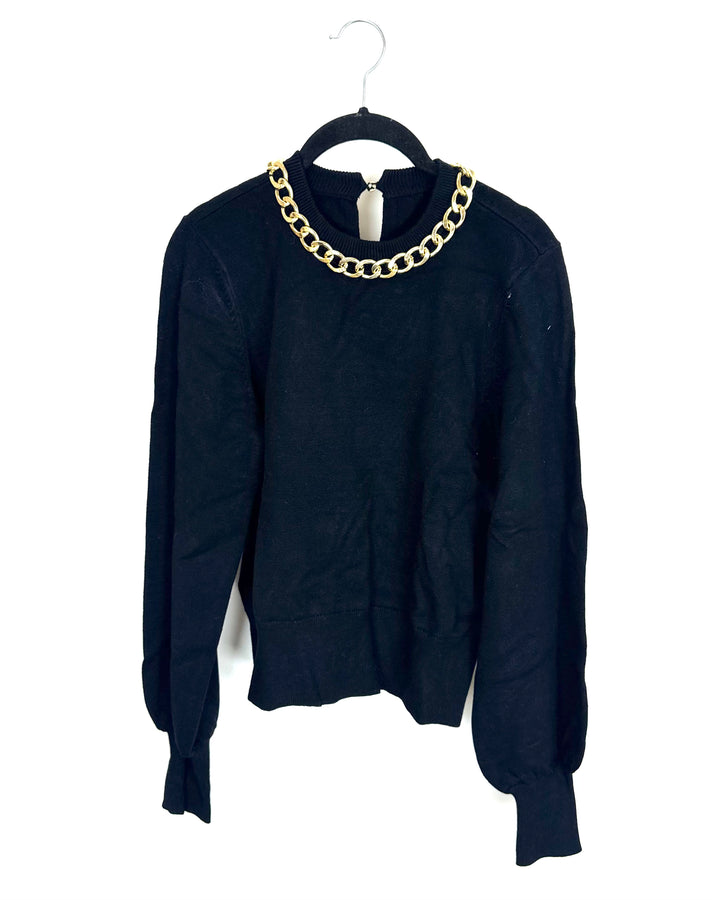 Black Gold Chain Collar Sweater – Size 6/8