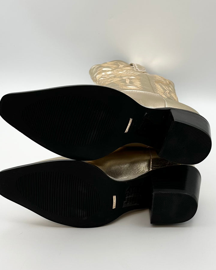 Gold Metallic Cowboy Boots - Size 6