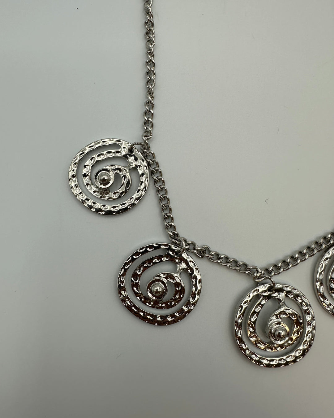 Silver Necklace With Swirl Charms