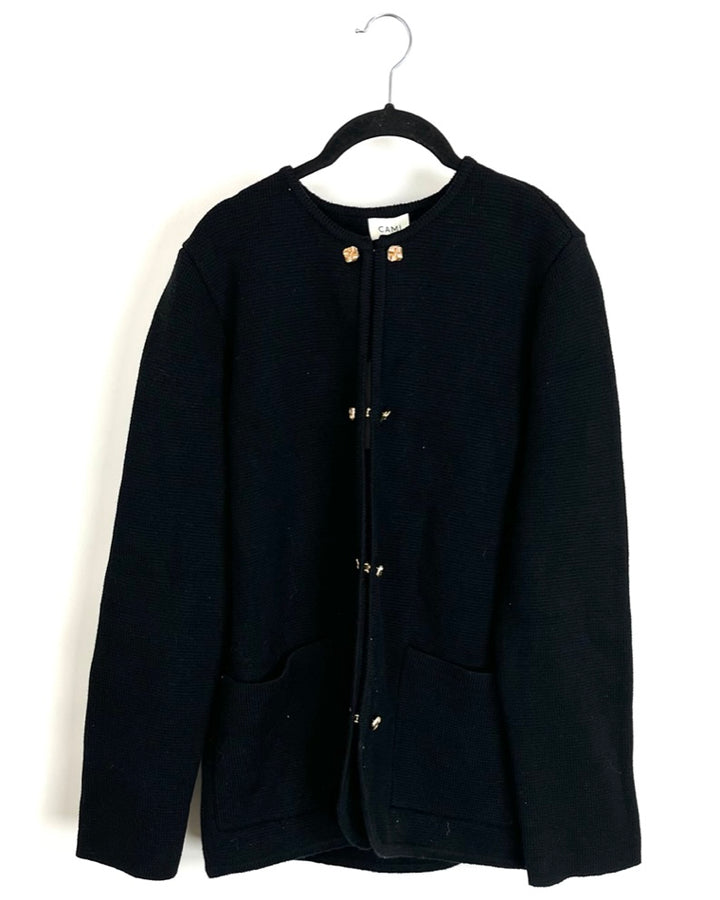 Black and Gold Button Cardigan - Size 6/8