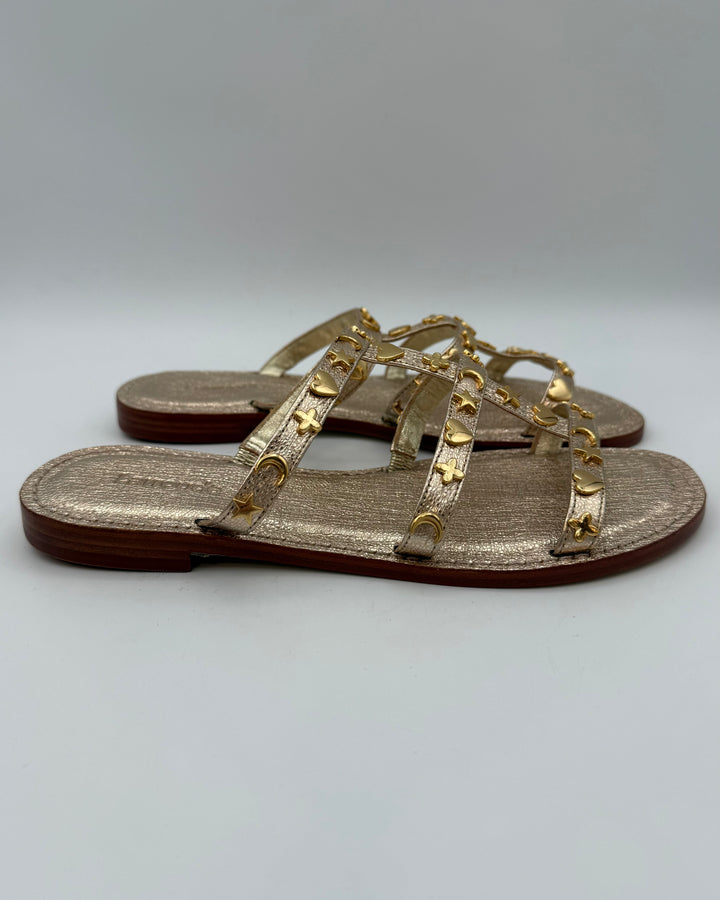 Metallic Gold Leather Sandals - Size 6.5