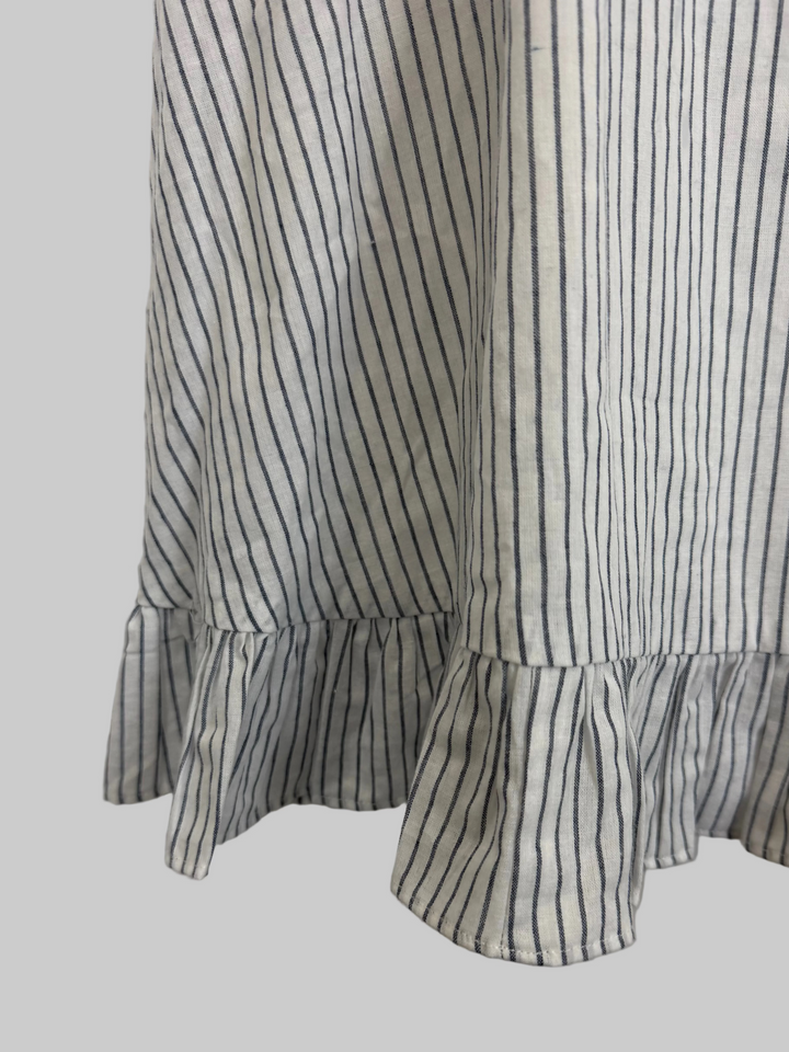 White and Navy Ruffle Dress - Size 4/6