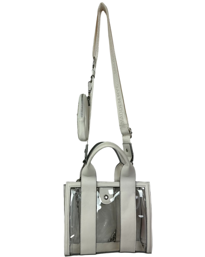 Ivory and Transparent Crossbody Tote Bag