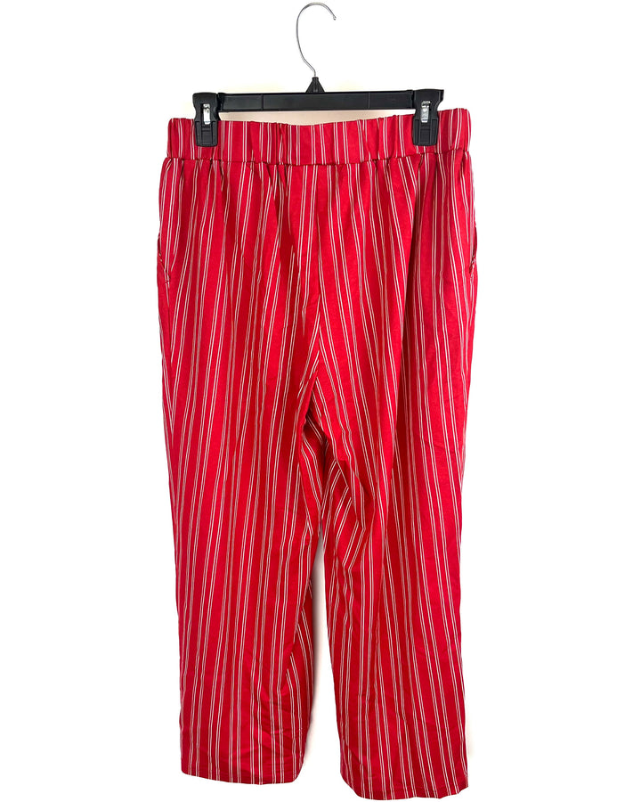 Red Striped Flowy Capri Pants - Size 6/8