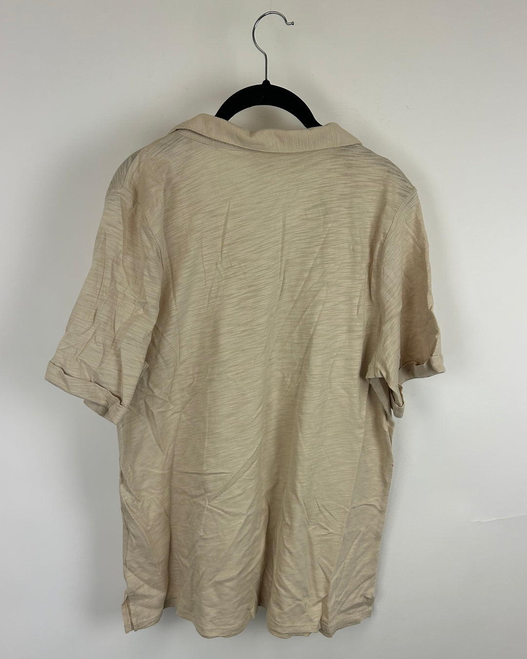 Beige Short Sleeve Top With Collar - Size 10/12