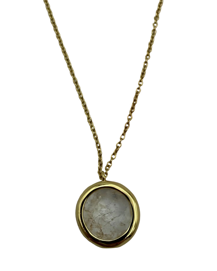 Gold Chain Necklace with White Stones