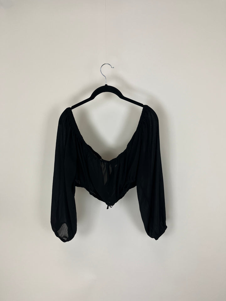 Michael Costello X Revolve Black Sheer Off-the-Shoulder Top - Extra Large