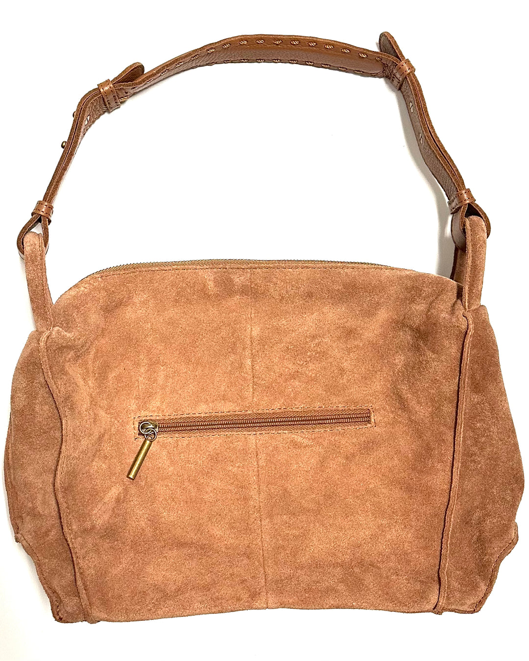 Almond Brown Suede Shoulder Bag