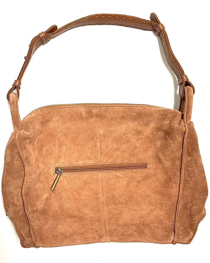 Almond Brown Suede Shoulder Bag