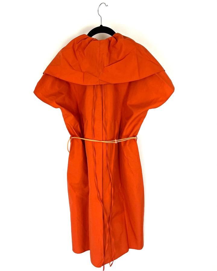 Orange Ruffle Neck Short Sleeve Raincoat - Size 6/8, 10/12 and 14/16
