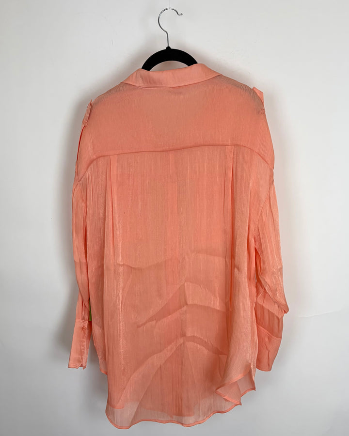 Peach Long Sleeve Collared Top - Size 4/6