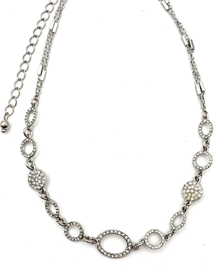 Silver Circle Rhinestone Necklace