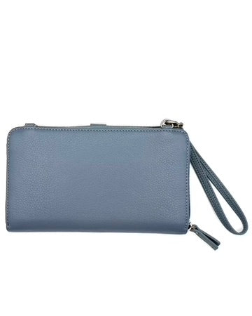 Dusty Blue Leather & Suede Wallet/Wristlet/Crossbody Bag