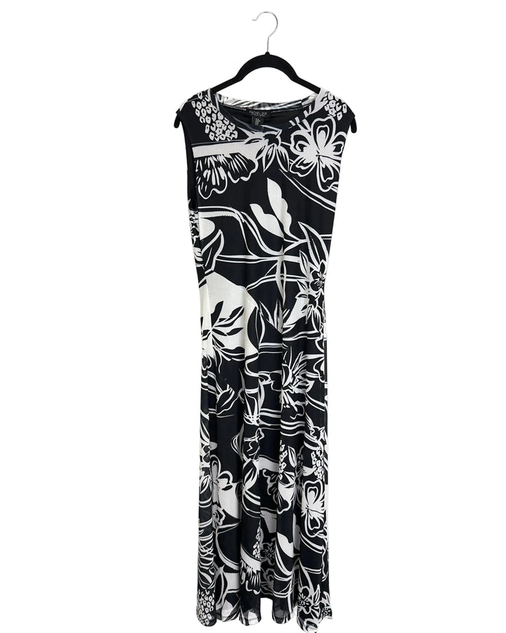 Black and White Abstract Print Dress - Size 4/6