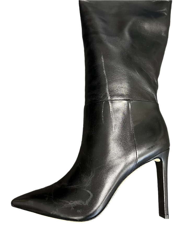 Black Leather Pointed Toe Boots - Size 6, 7, 8, 9, 9.5 and 10