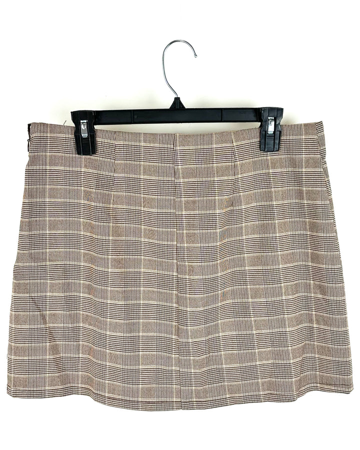 Tan Plaid Skirt - Medium and Extra Large
