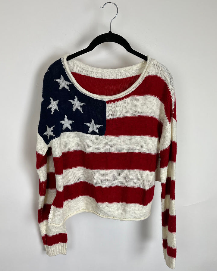 Flag Cropped Sweater - Size 2/4