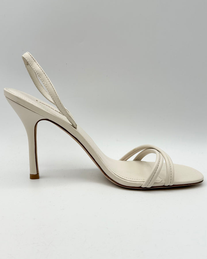 Ivory Leather Open Toe Sandals - Size 10