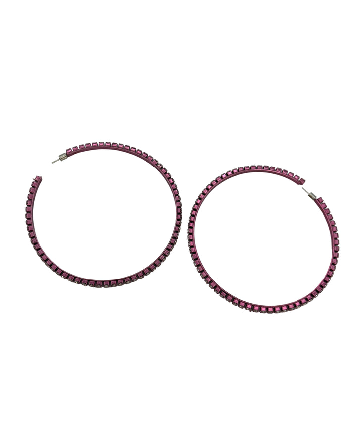 Oversized Metallic Pink Gem Hoop Earrings