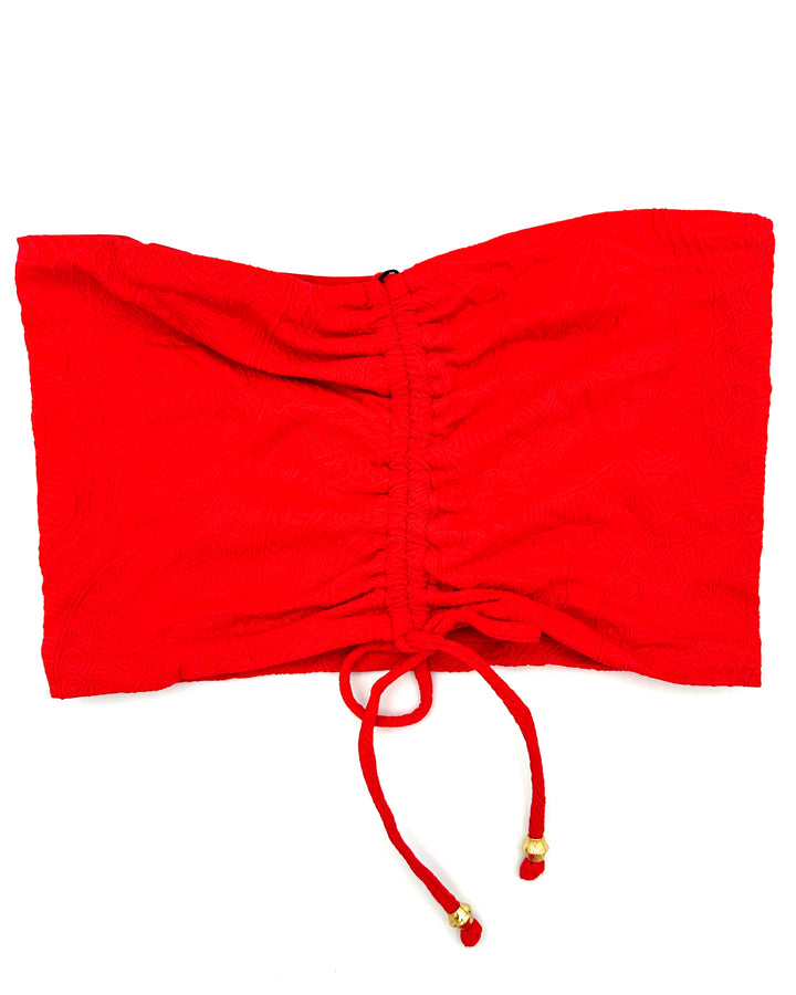 Red Embossed Bandeau Bikini Top -  XS, M, L, XL, XXL