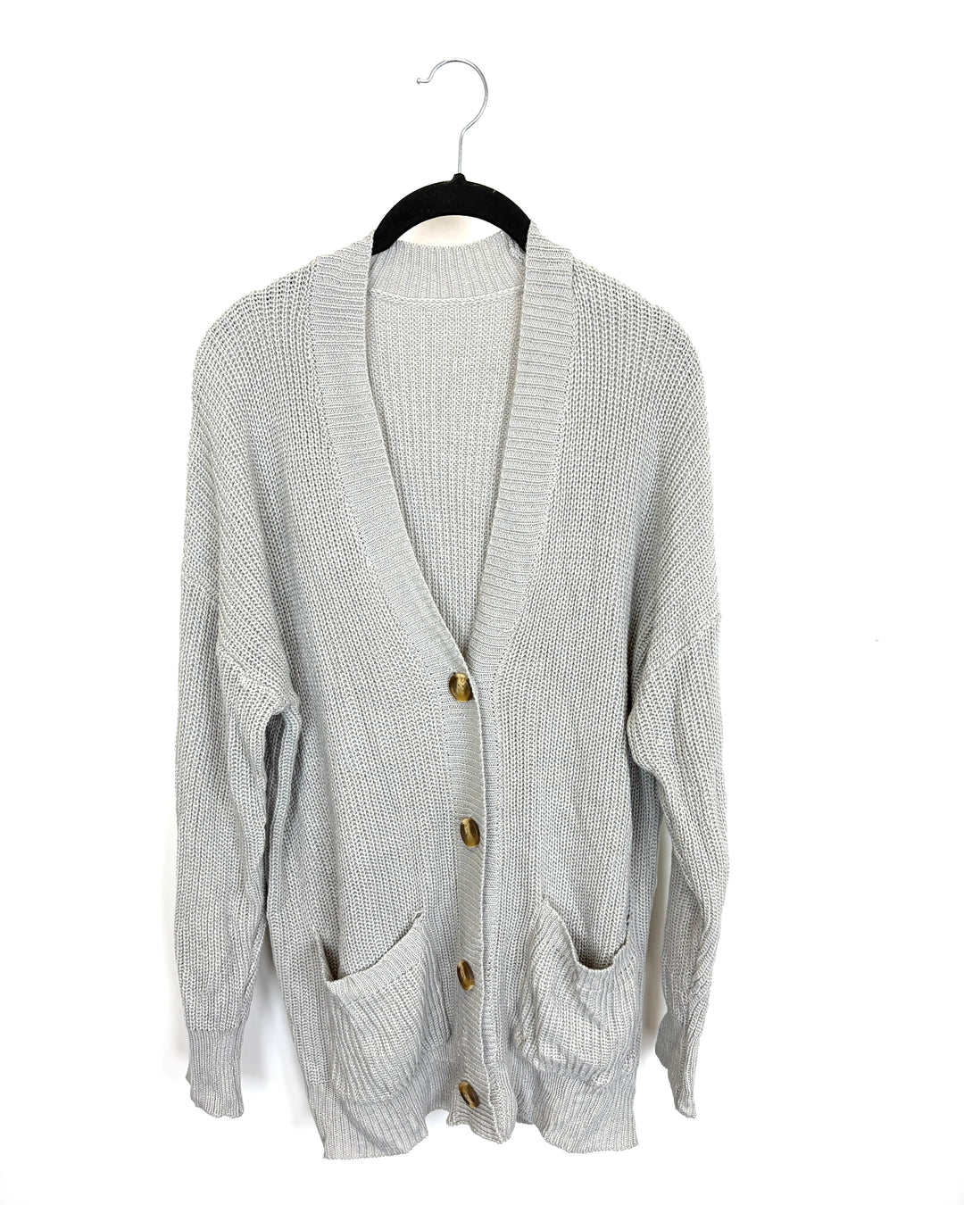 Gray V Neck Button Down Sweater - Size 6/8