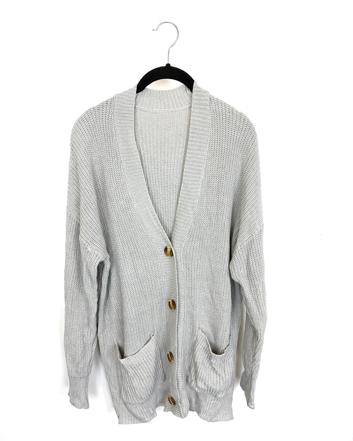 Gray V Neck Button Down Sweater - Size 6/8