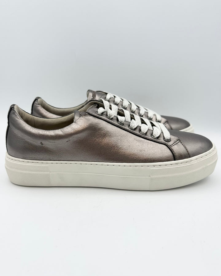 Dark Metallic Grey Leather Sneaker - Size 6 and 9