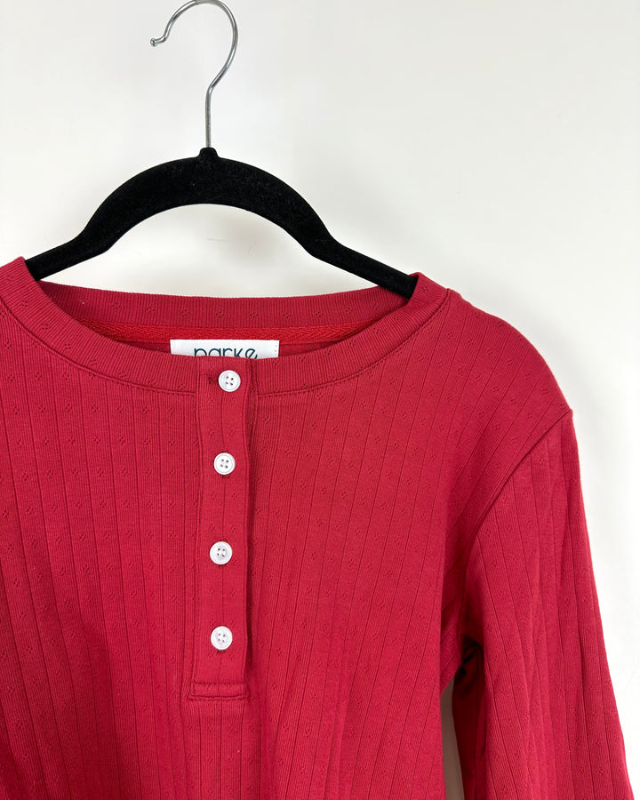 Red Button Down Long Sleeve - Large