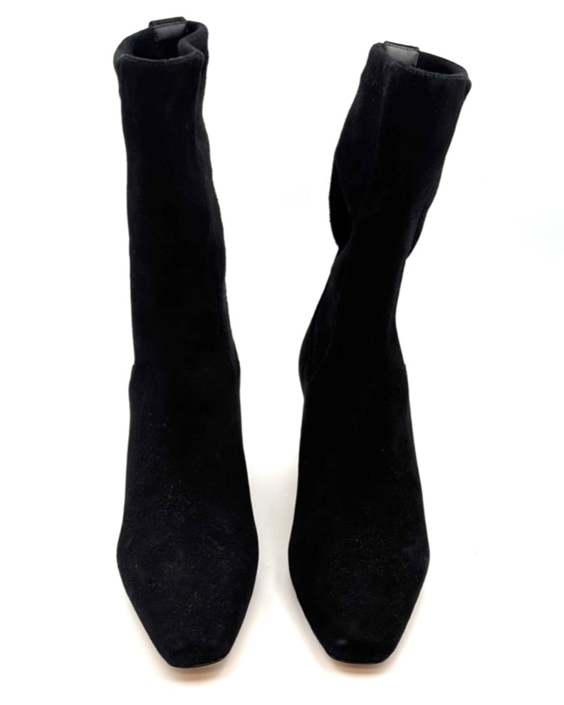 Black Suede Gold Floral Booties - Size 6.5