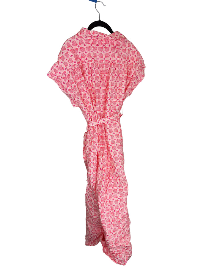 Seashell Pattern Pink Button Up Dress- Size 4/6