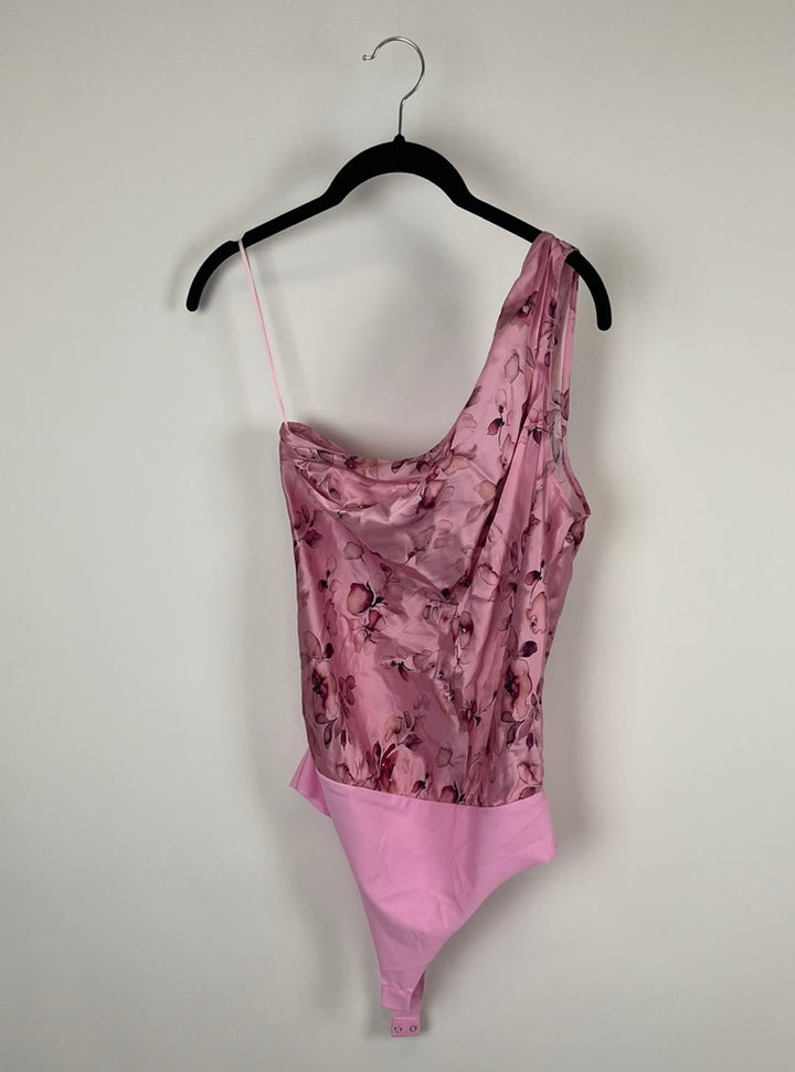 Pink Floral One Shoulder Bodysuit - Size 4-6