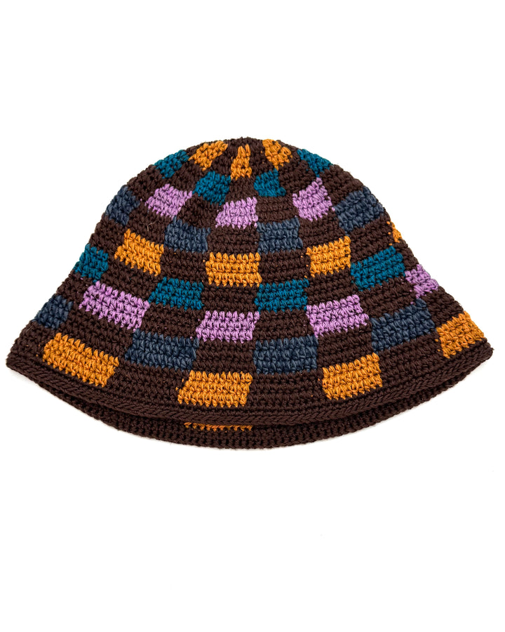 Brown Checkered Bucket Hat