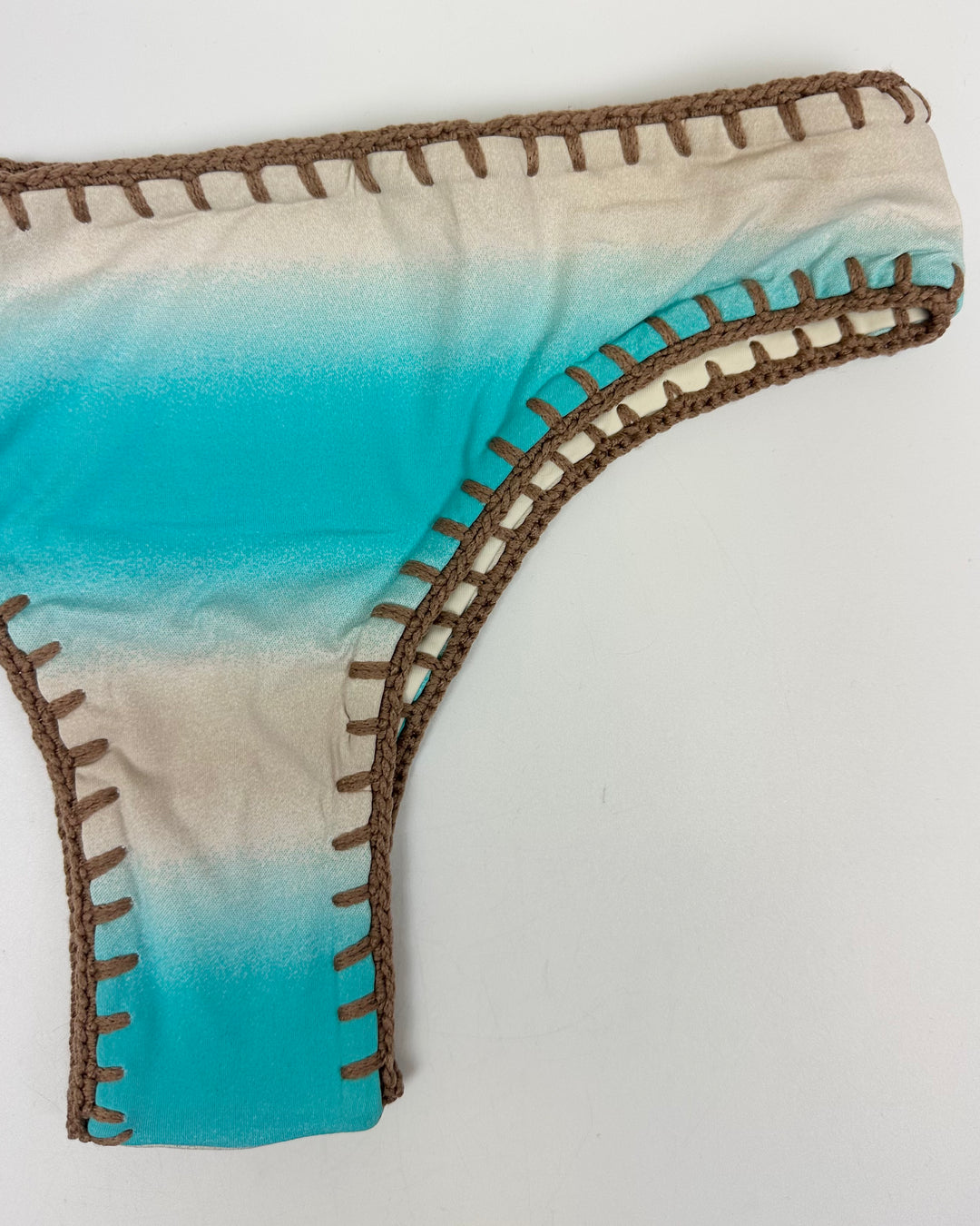 Ultra Cheeky Sky Blue and Ivory Reversible Crochet Classic Bikini Bottom - Small