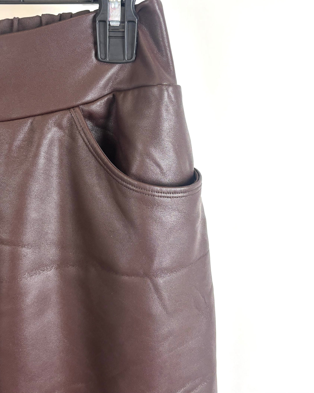 Brown Two Material Faux Leather Pant- Size 12