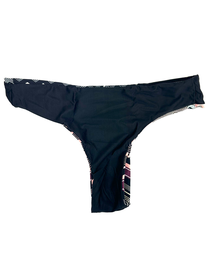 Ultra Cheeky Black Chevron Reversible Classic Bikini Bottom - Small