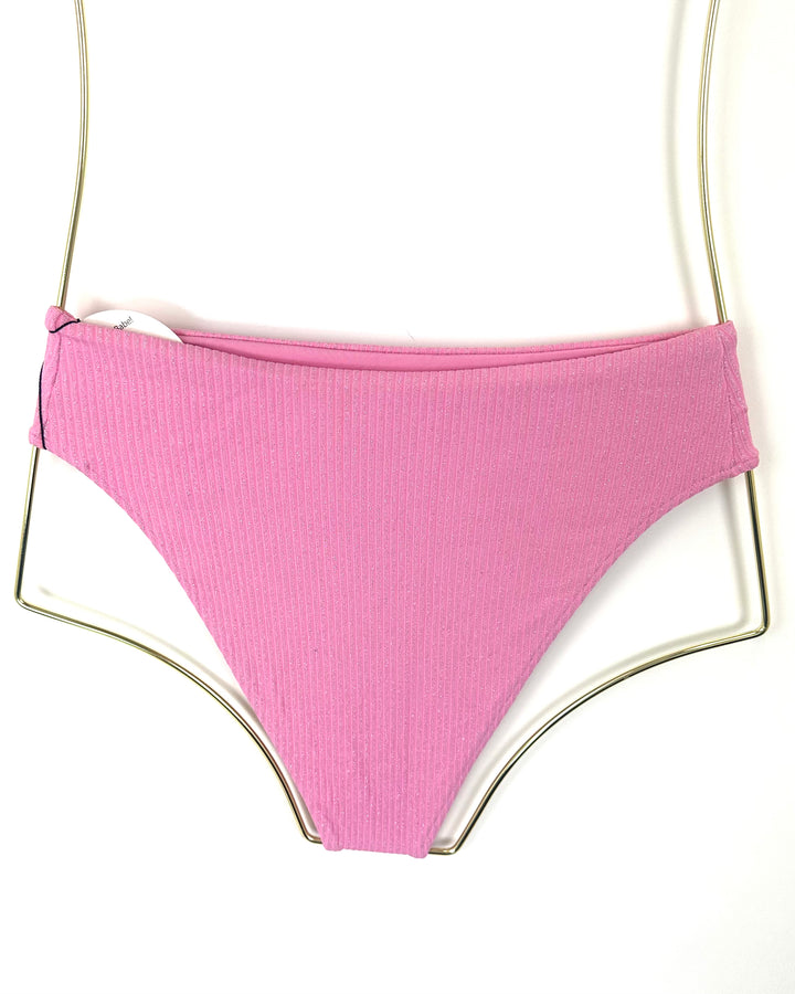 Pink Metallic High Waist Bikini Bottom -XS, S, XXL
