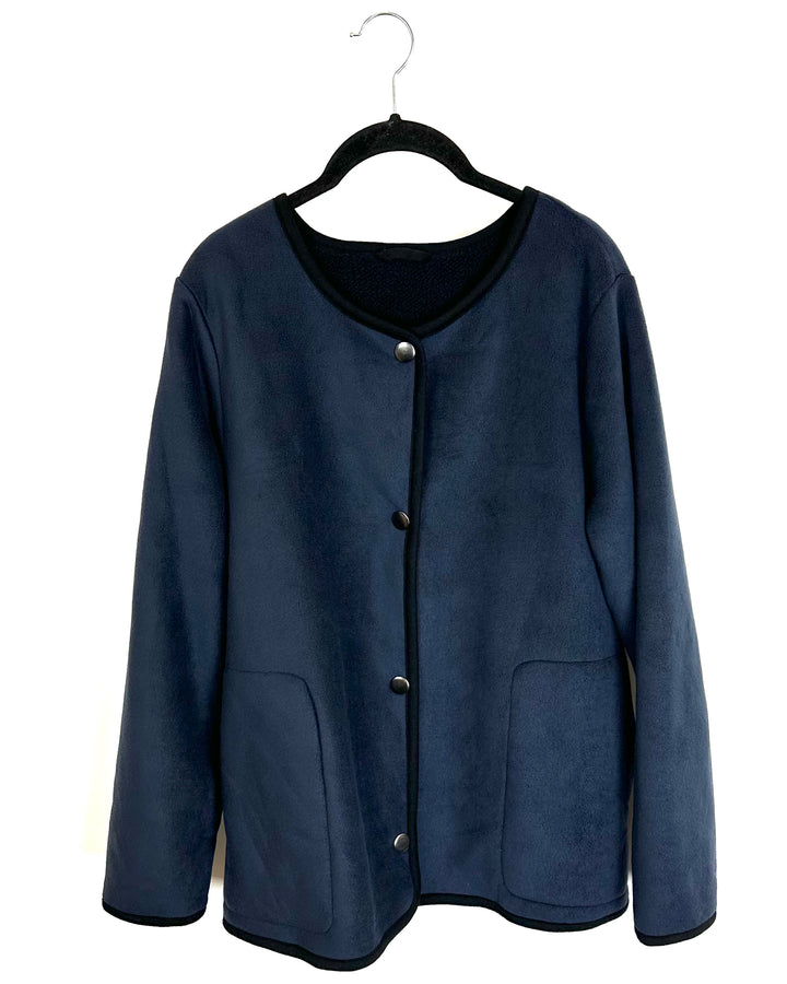 Blue and Black Sherpa Coat - Size 4/6