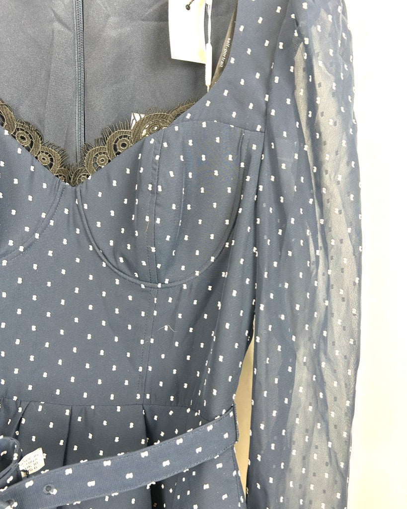 Self-Portrait Navy & White Romper - Size 6