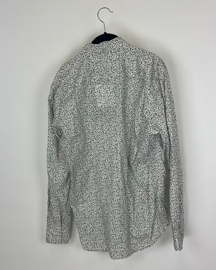 MENS Green Floral Button Up Long Sleeve - Medium Slim Fit
