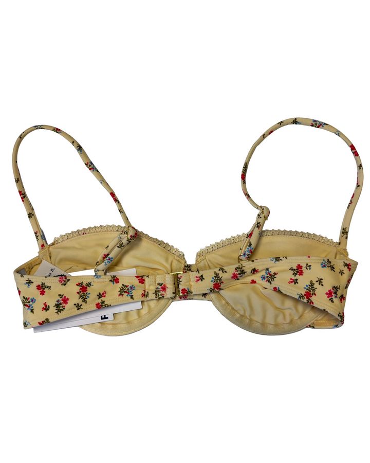 Yellow floral bra bikini top - XS, S