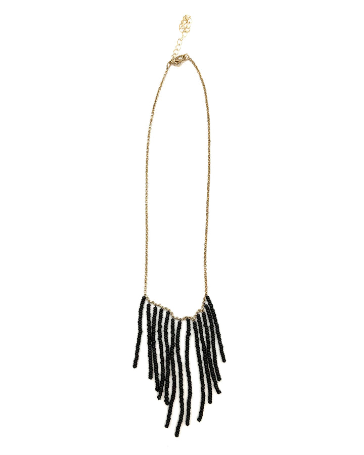 Gold Necklace With Black Beads
