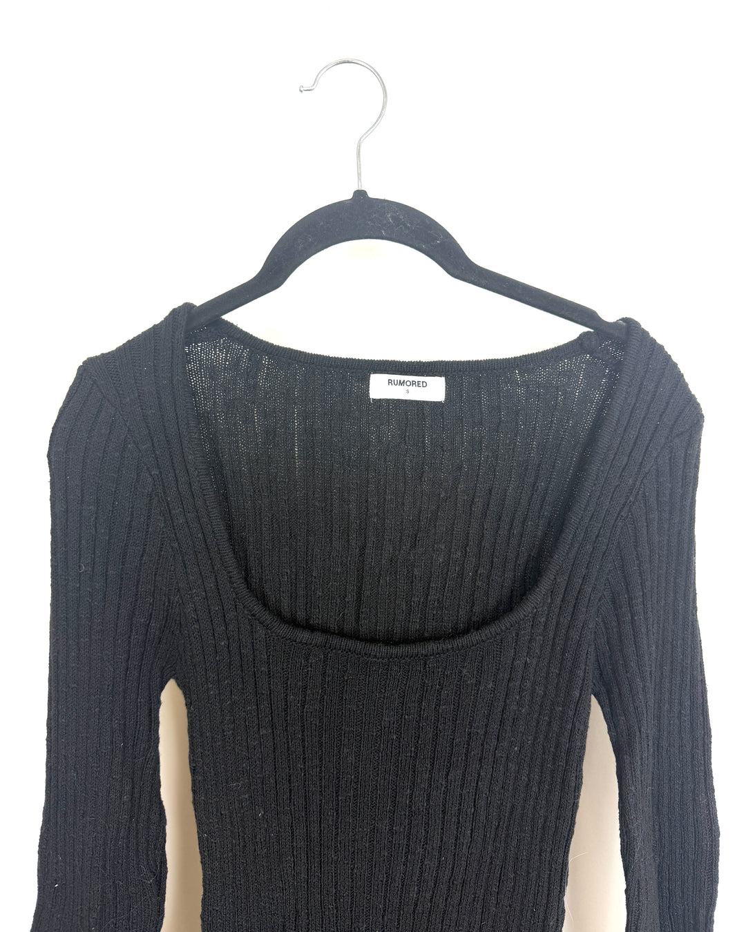 Black Long Sleeved Sweater Mini Dress - Size 00/0