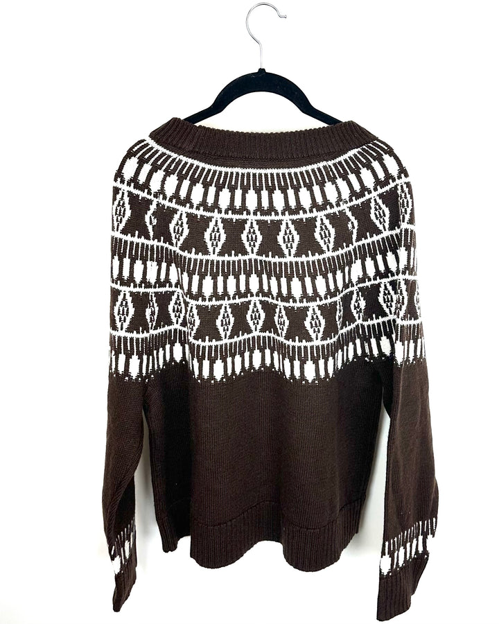 Brown and White Long Sleeve Sweater - Size 6/8