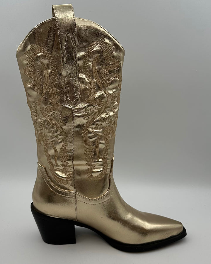 Gold Metallic Cowboy Boots - Size 6