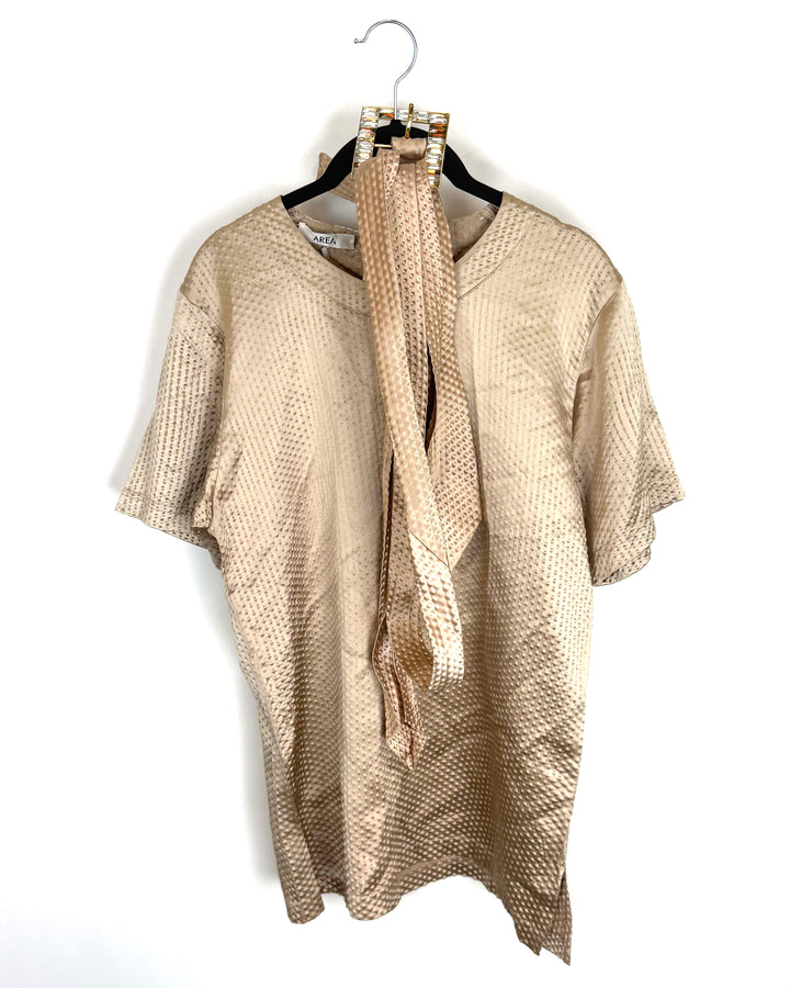 Champagne Textured Belted Top -  Size 6/8