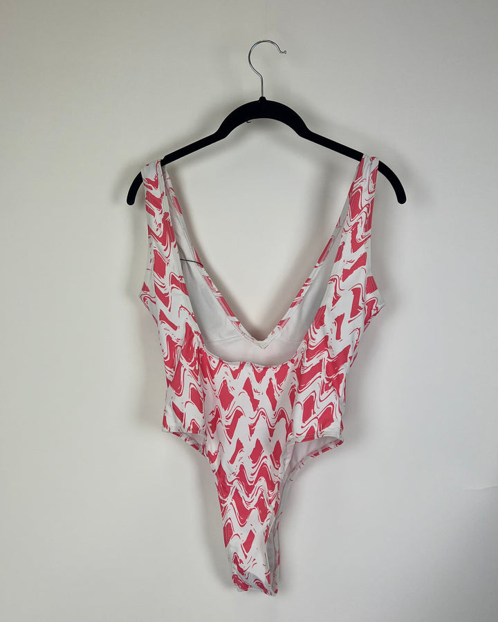 Pink and White Swimsuit - Small